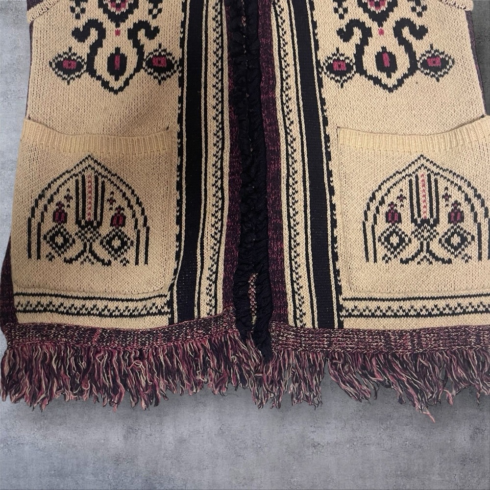 Anthropologie Angel Of The North Aztec Fringed Sweater Vest Womens S Festival - Picture 8 of 12